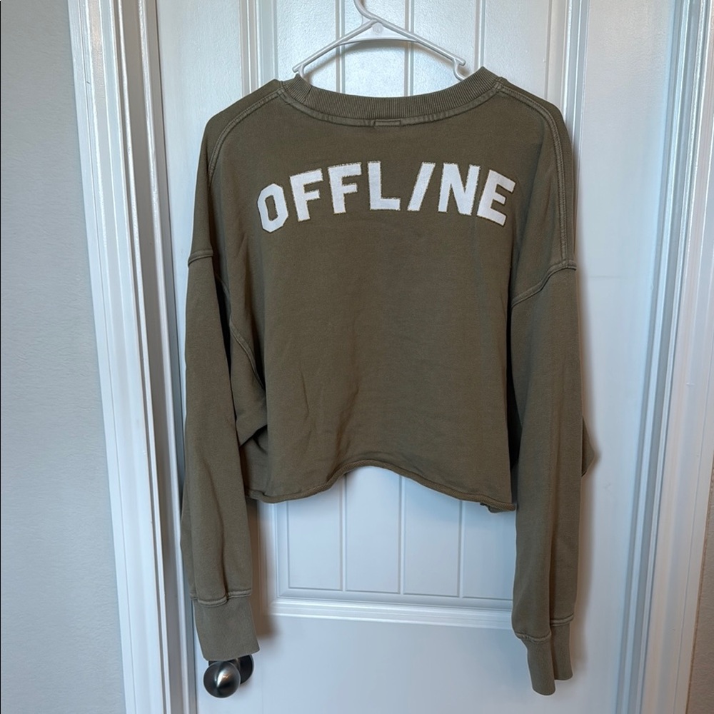 Aerie Brown Cropped Oversized Hoodie